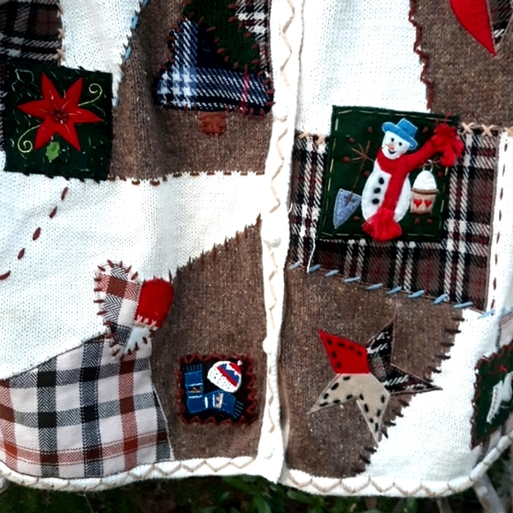 Christmas Winter Ugly Sweater Snowman Cardigan Studio Joy - Picture 2 of 8